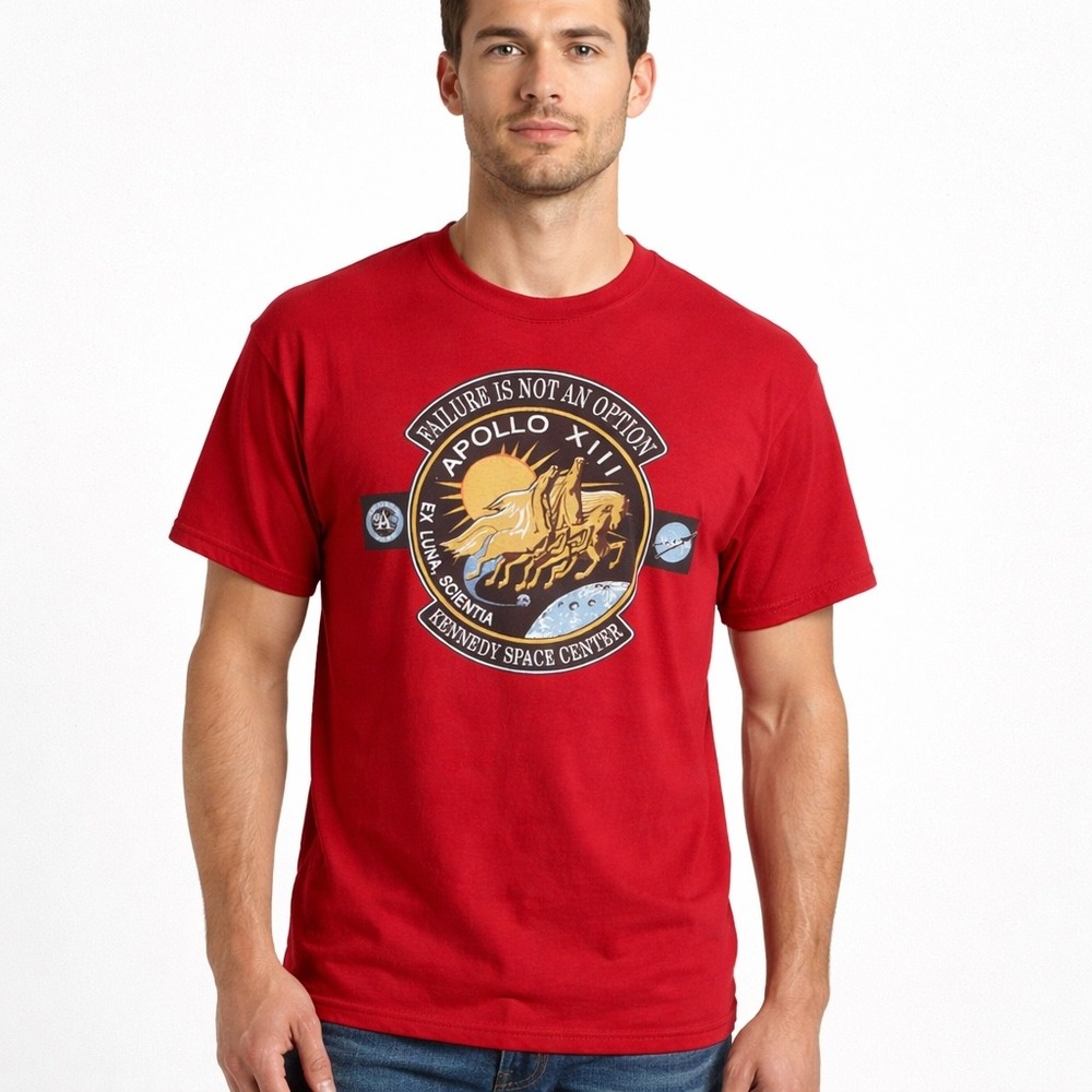 Apollo 13 NASA Kennedy Space Center Red TShirt Med Failure Is Not An Option Moon